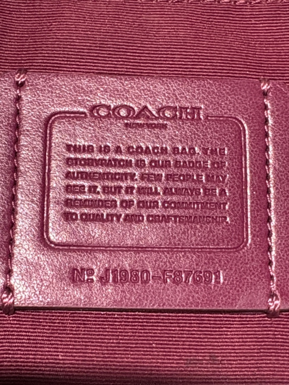 COACH Metallic Berry Magenta Pebble Leather Elle Hobo Shoulder Bag #F87691 - Picture 10 of 13